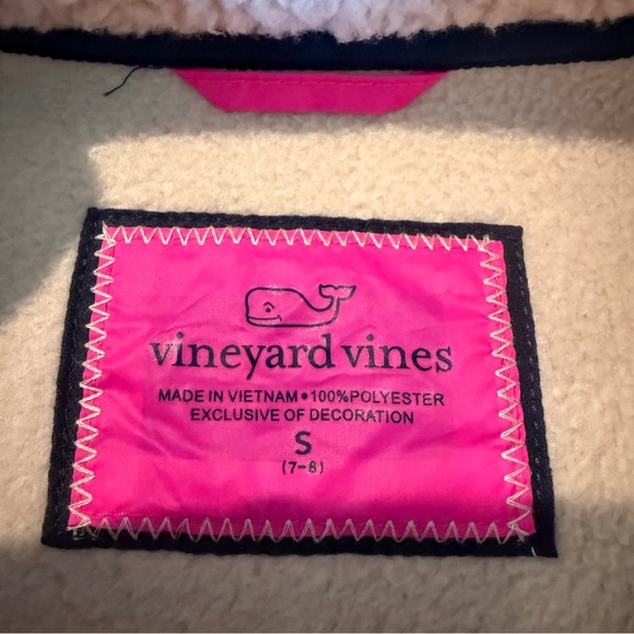 Vineyard Vines - Kids Cream Fleece Pullover w/ Pink Accents - Youth Small (6-7) - Picture 5 of 6
